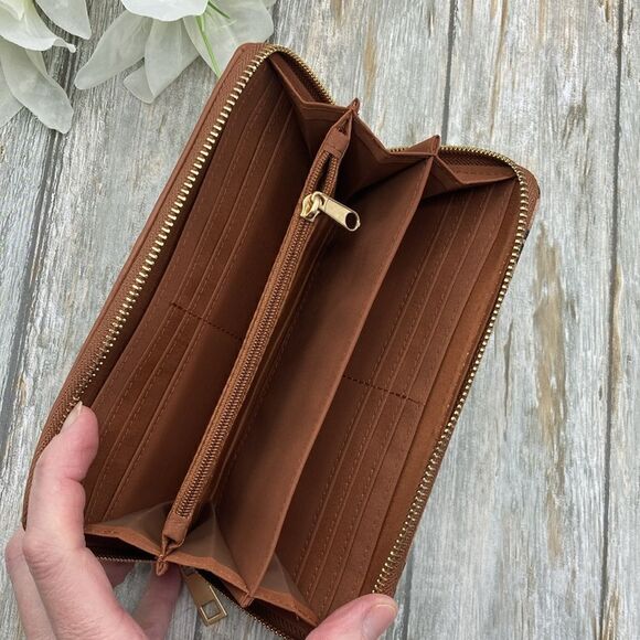 Women's Alex Zip Around Wallet Layered Leopard Bag Purse - Picture 3 of 6